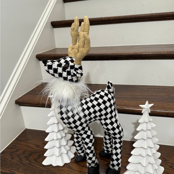 34TH & PINE BLK/WHITE HOUNDSTOOTH CHRISTMAS REINDEER NEW - Picture 10 of 10